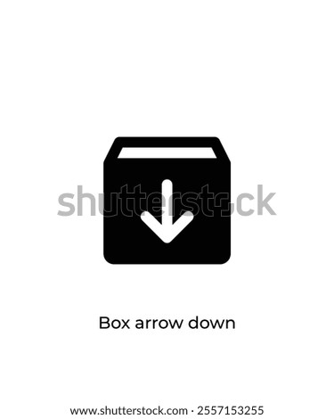 Black Box arrow down vector icon