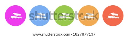 Multi colored flat icons on round backgrounds. Boat on a ramp multicolor circle vector icon