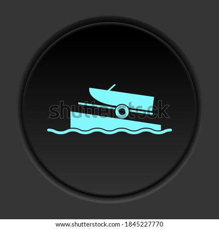 Round button icon Boat on a ramp. Button banner round badge interface for application illustration