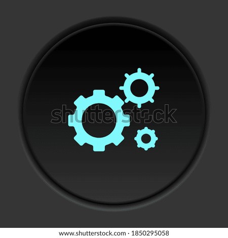 Dark button icon Mass production settings. Button banner round badge interface for application illustration