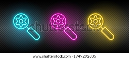 zoom, setting vector icon yellow, pink, blue neon set. Tools vector icon