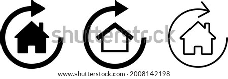 House and Rotating arrow vector icon Material