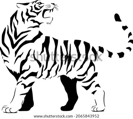 Monochrome tiger illustration vector material