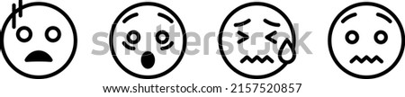 Fearful expression face icon set