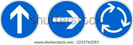 road sign arrow icon set (rotary, one way)