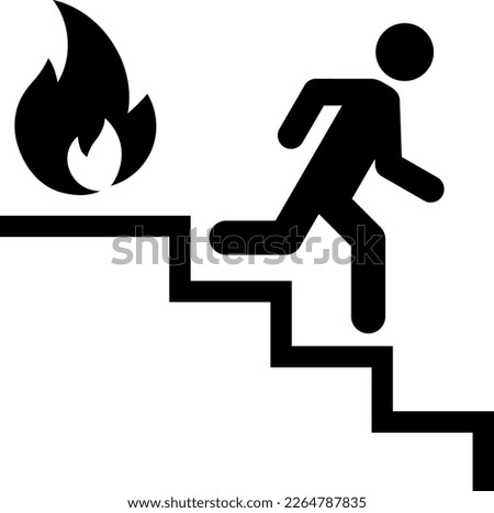 Fire and run down the stairs icon