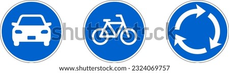 Motor vehicle only, bicycle only, Roundabout Circulation road sign