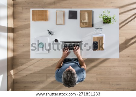 Similar – Image, Stock Photo Senior man organizing his medication into pill dispenser. Senior man taking pills from box