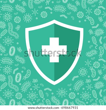 hygienic shield protecting from virus, germs and bacteria. Flat style vector illustration.
