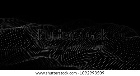 Wave of particles. Abstract background with a dynamic wave. Big data. Vector illustration. ストックフォト © 