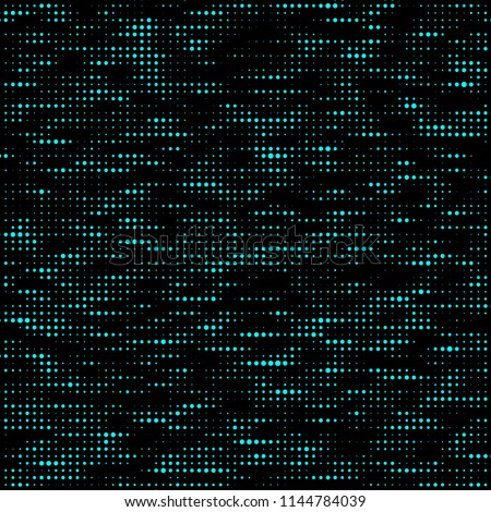 Halftone pattern. Corrupted code. Glitch background. Computer Virus. Gradient design background. Particle virus. Vector Illustration.