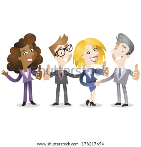 Vector Illustration Of A Group Of Cartoon Business Men And Women ...