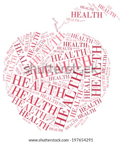 Health word cloud in apple form