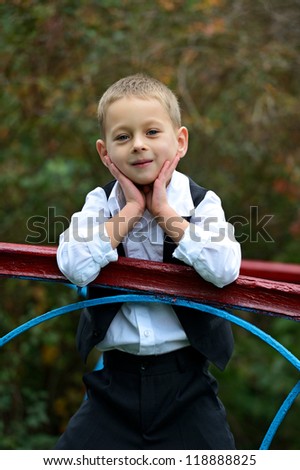Photo session of boy in a municipal park
