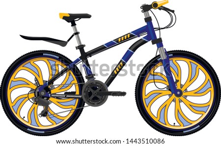 Bicycle on the cast wheels. 
