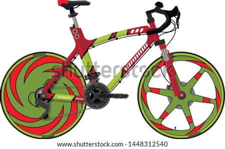 Cross type bicycle on the cast wheels. 