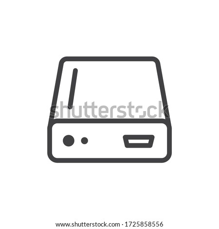 Hard drive vector icon. Hard disk drive flat sign. Portable Power bank icon symbol pictogram