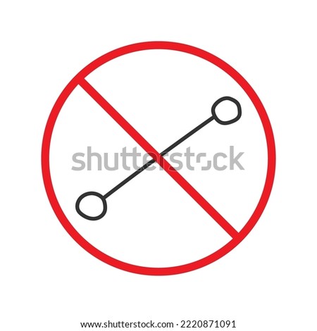 Forbidden hand drawn line with two points vector icon. Line segment flat sign design. Line segment Prohibited vector icon. Warning, caution, attention, restriction symbol pictogram