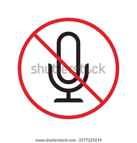 Forbidden microphone vector icon. Mic flat sign design. No mic prohibited vector icon. Warning, caution, attention, restriction, label micro flat sign. 