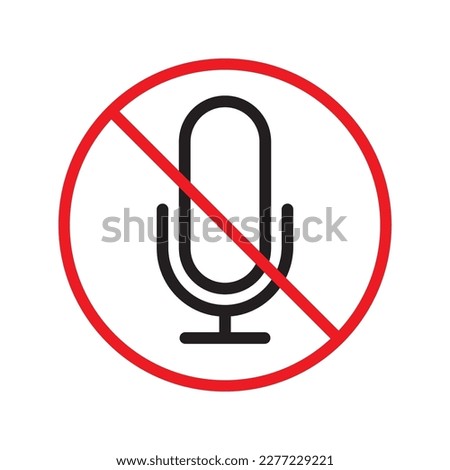 Forbidden microphone vector icon. Mic flat sign design. No mic prohibited vector icon. Warning, caution, attention, restriction, label micro flat sign. 