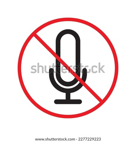 Forbidden microphone vector icon. Mic flat sign design. No mic prohibited vector icon. Warning, caution, attention, restriction, label micro flat sign. 