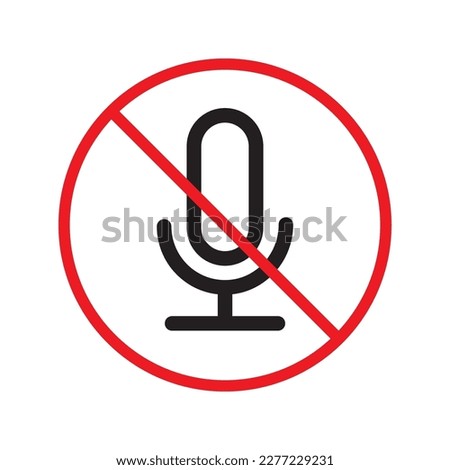 Forbidden microphone vector icon. Mic flat sign design. No mic prohibited vector icon. Warning, caution, attention, restriction, label micro flat sign. 