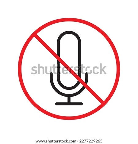 Forbidden microphone vector icon. Mic flat sign design. No mic prohibited vector icon. Warning, caution, attention, restriction, label micro flat sign. 