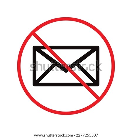 Forbidden mailing vector icon. Do not send message flat sign design. Prohibited envelope vector icon. Warning, caution, attention, restriction label ban danger. No spam symbol pictogram
