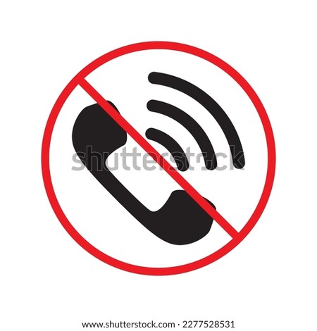 No handset vector icon. Forbidden receiver icon. No phone flat sign design. Prohibited calling vector icon. Warning, caution, attention, restriction ban label symbol pictogram. Do not call vector sign