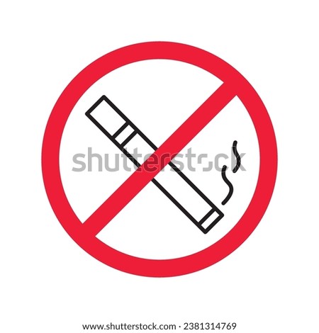 Forbidden Prohibited Warning, caution, attention, restriction label danger. No cigarette vector icon. Do not use tobacco sign design. No 
smoking cigarettes symbol flat pictogram. No smoking icon