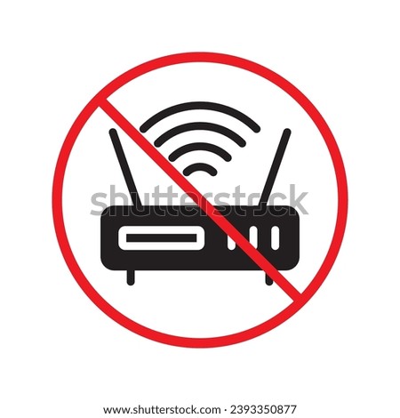 Forbidden router icon. Warning, caution, attention, restriction, label. Router icon. Router vector icon. Wifi modem flat sign design  pictogram symbol. No internet modem icon UX UI
