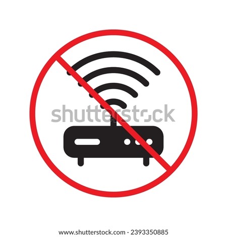 Forbidden router icon. Warning, caution, attention, restriction, label. Router icon. Router vector icon. Wifi modem flat sign design  pictogram symbol. No internet modem icon UX UI