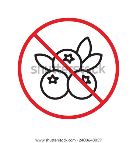 Forbidden Prohibited Warning, caution, attention, restriction label danger. No berries vector icon. Do not eat berries sign design. No berries symbol flat pictogram. 