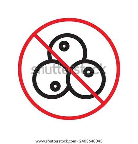 Forbidden Prohibited Warning, caution, attention, restriction label danger. No berries vector icon. Do not eat berries sign design. No berries symbol flat pictogram. 