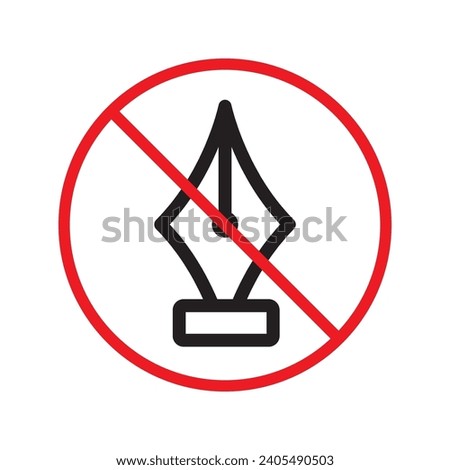 Drawing prohibited vector icon. No drawing icon. Forbidden draw icon. No pen vector sign. Warning, caution, attention, restriction, danger flat sign design symbol pictogram