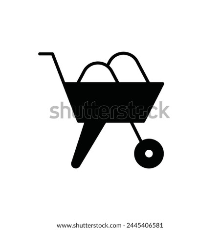 Construction cart icon. Handcart flat sign design. Concrete transportation symbol pictogram. Agriculture garden tool buggy wheelbarrow UX UI icon
