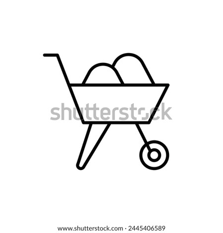 Construction cart icon. Handcart flat sign design. Concrete transportation symbol pictogram. Agriculture garden tool buggy wheelbarrow UX UI icon