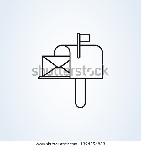 mail box symbol flat style. Line art Vector illustration icon isolated on white background. 