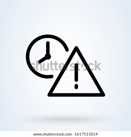Exclamation point and clock line. Simple vector modern icon design illustration.