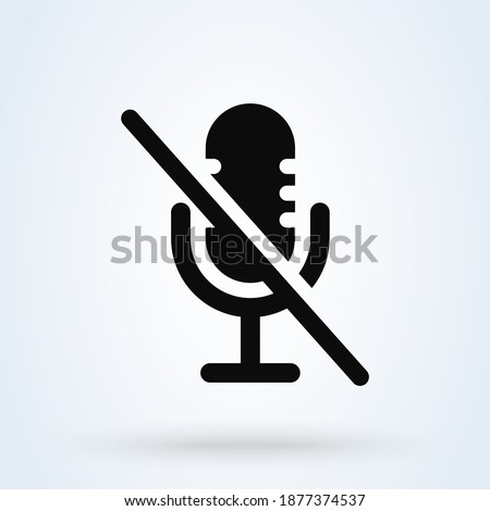 Mute unmute audio microphone sign icon or logo. audio concept. Classic mic shape app illustration.