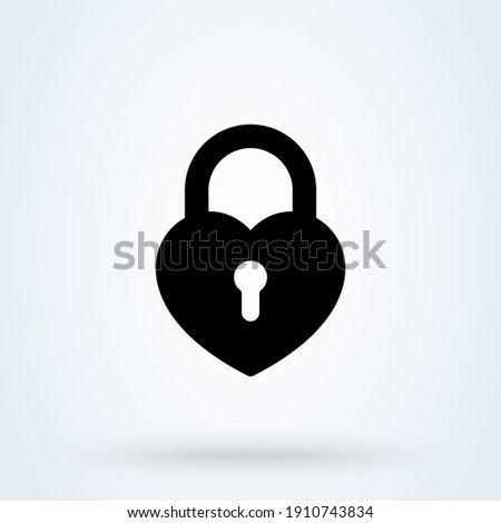 Heart lock sign icon or logo. heart shape lock concept. Locked heart shaped padlock app vector illustration.