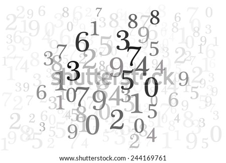 An abstract background with random numbers in gray scale, vector image 