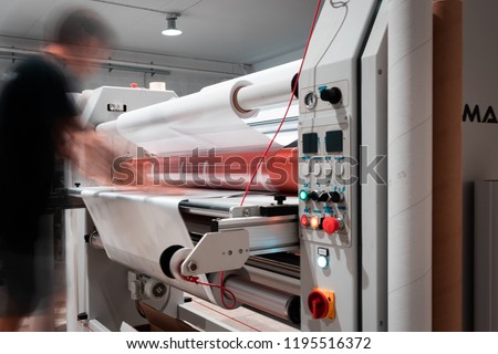 Similar – Image, Stock Photo large roll with red flex hose behind a deformed barrier