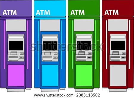 ATM machine with cash illustration vector on white background