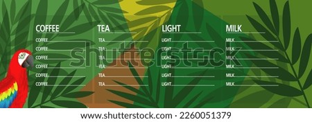 menu label pearl milk tea amazon jungle background beautiful illustration vector