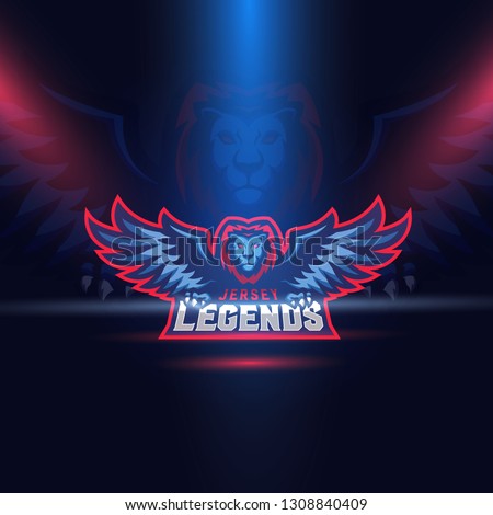 Lion Eagle Wings Esport Logo Template. Jersey Legends. Vector.