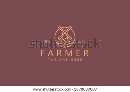 Windmill Country Agricultural Farmer Logo