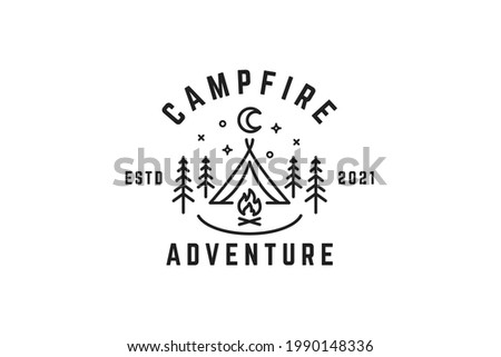 Campfire Adventure Outdoor Illustration Logo. 