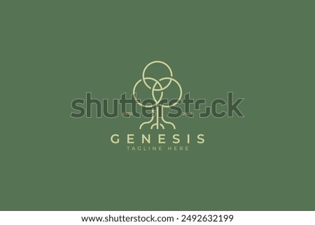 Oak Tree Genesis Logo with 3 Circle Shape Leaf Meditation Spiritual Nature Mangrove Forest