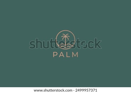 Palm Logo Nature Beach Island Tropical Desert Oasis Luxury Minimalist Concept